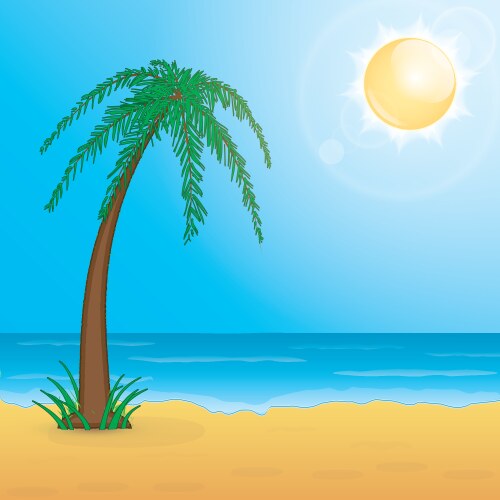 Tropical beach with palm trees Royalty Free Vector Image
