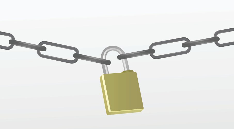 Padlock and metal chain Royalty Free Vector Image