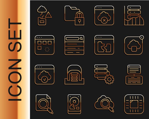 Set line processor with cpu server data web vector image