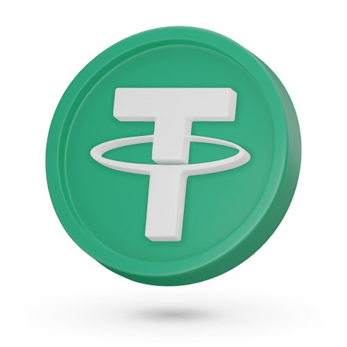 3d coin cryptocurrency symbol tether usdt vector image