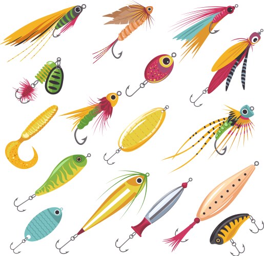 Colorful Fishing Lures Collection Vector Image