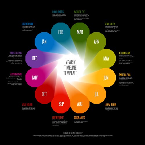 full year timeline template made from flower vector image