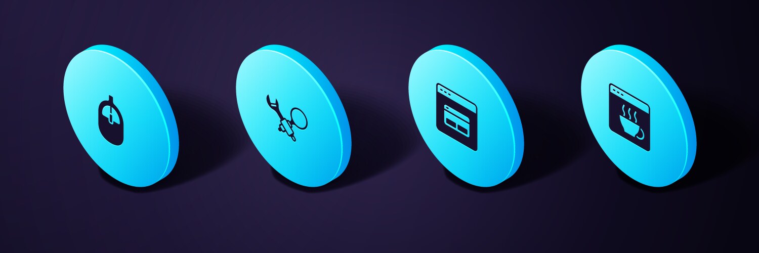 Set isometric software search engine debugging vektorbild