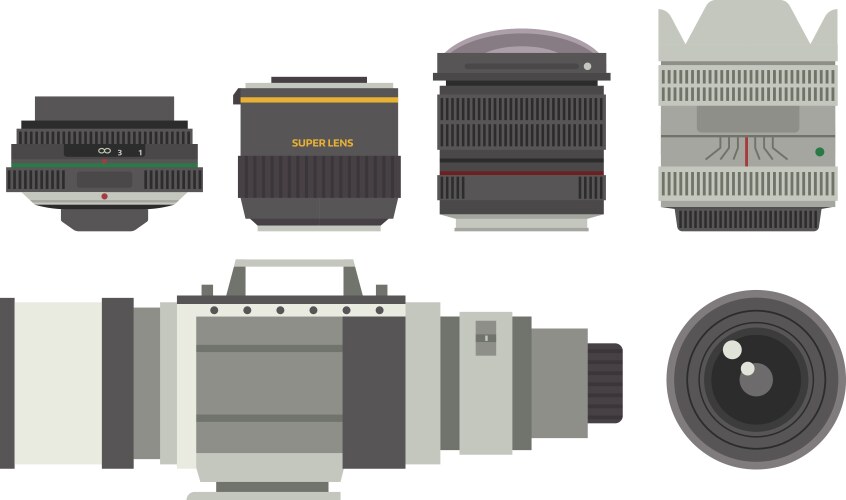 Photo optic lenses set Royalty Free Vector Image