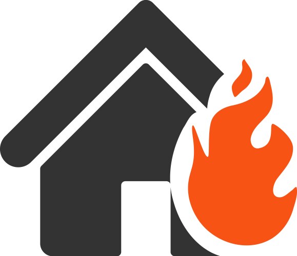 Home fire damage icon Royalty Free Vector Image