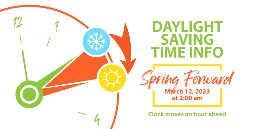 Spring forward 2024 daylight saving time begins Vector Image