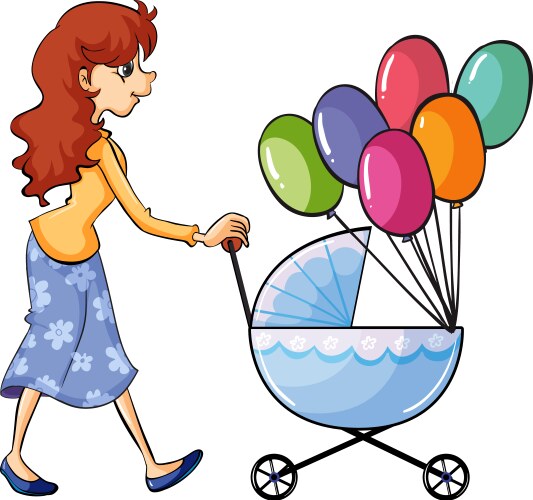 Pram stroller icon set simple style Royalty Free Vector