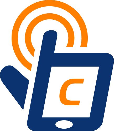 Hand phone solutions center initial c vector image