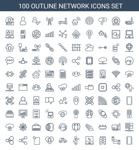 100 network icons vector image