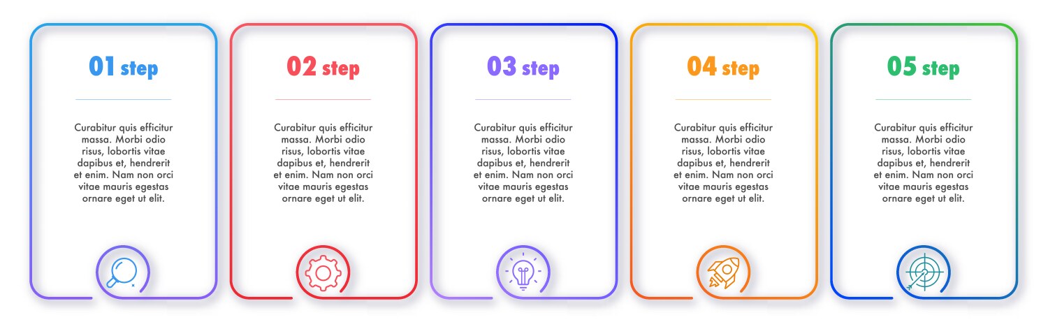 Bullet points numbers from 1 to 5 list line color vector image