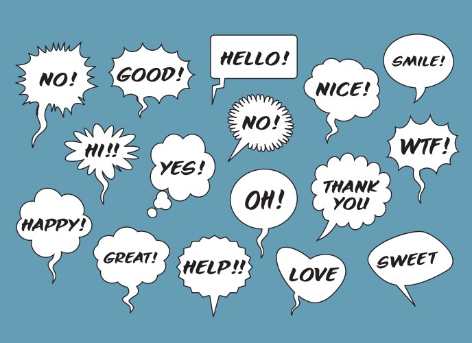 Set comic speech bubbles Royalty Free Vector Image