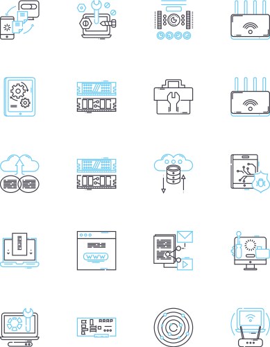 automated tools linear icons set robotics vector image