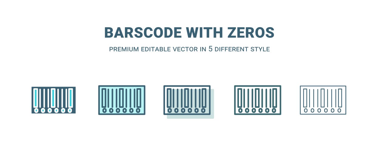 Barscode with zeros icon in 5 different style vector image