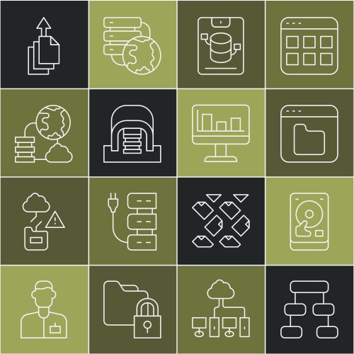 Set line hierarchy organogram chart hard disk vector image