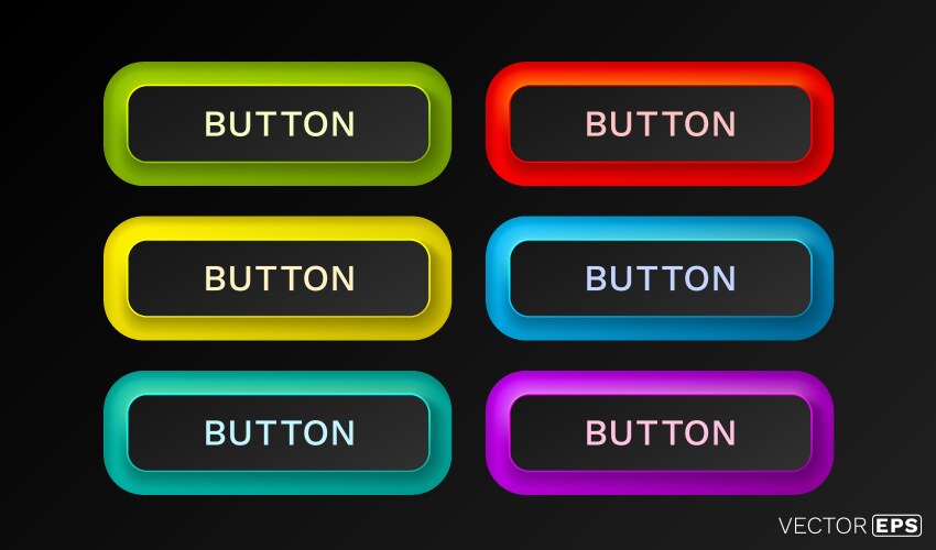 Button color set minimal label message web vektorbild