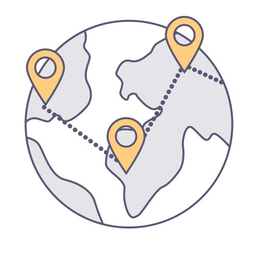 globe with connected location pointers vector