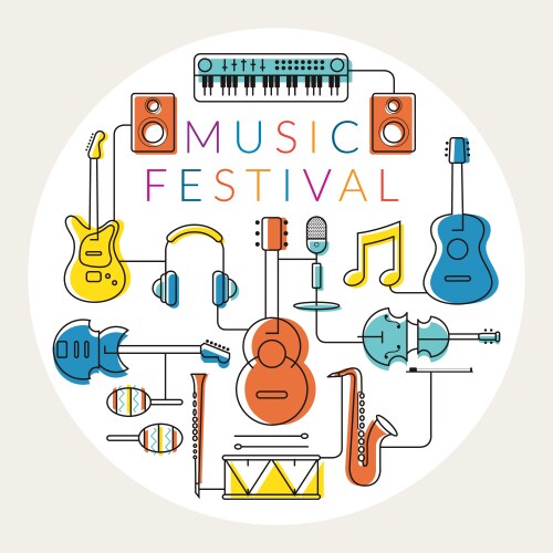 Jazz music instruments objects label Royalty Free Vector