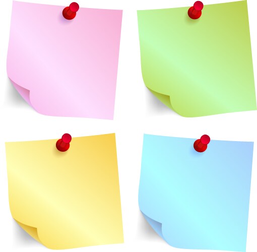 Set sticky color notes sheets paper Royalty Free Vector