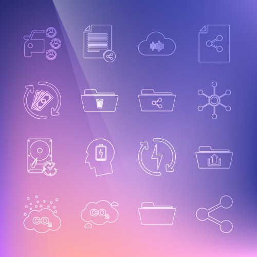 Set line share folder upload network music vector image