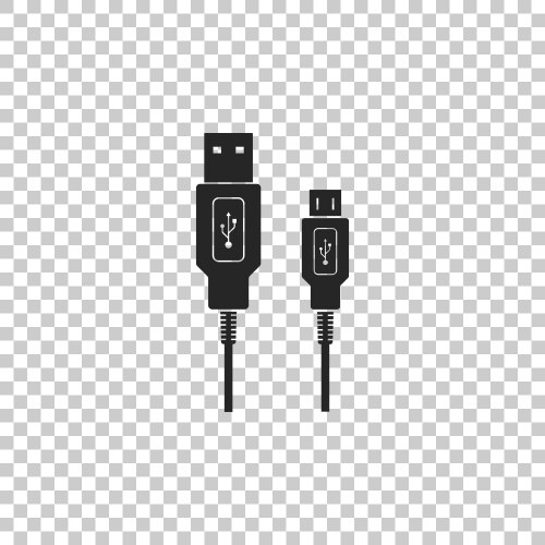 Usb micro cables icon on transparent background vector image