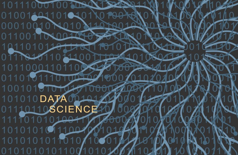 Data science text lines with dots connected style vector image
