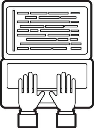 hand programmer typing laptop coding development vector