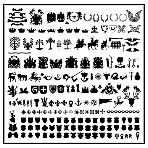 Heraldic Silhouettes - Noble Symbols Vector Image