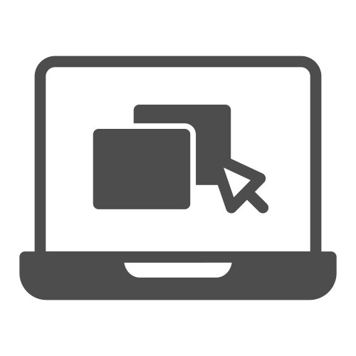 laptop with windows and pointer solid icon online vector image