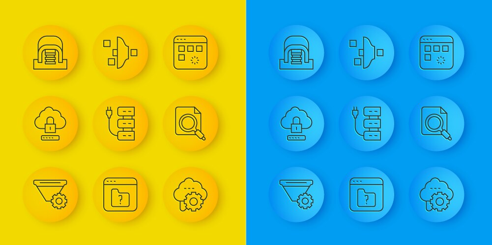 Set line filter setting cloud computing lock vector image