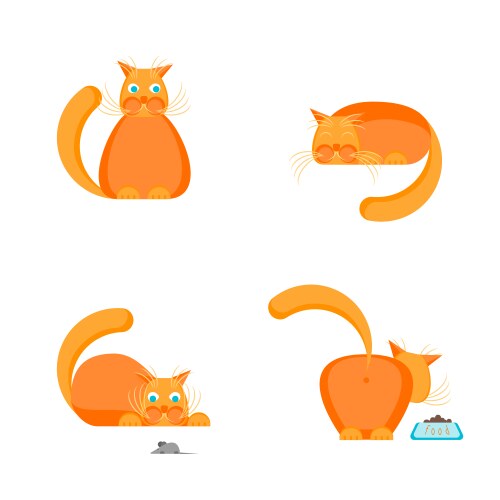 cute orange cat set vector