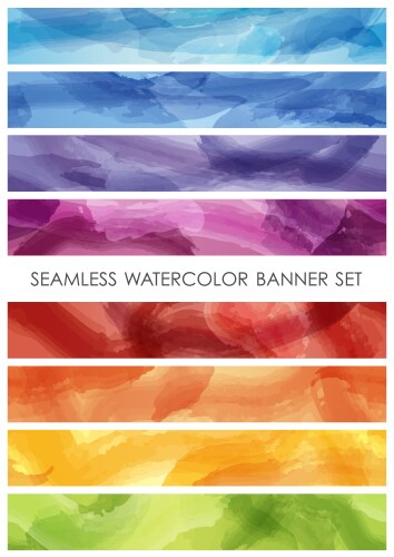 Seamless watercolor brush stroke banner set vector image