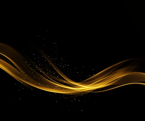 Golden abstract transparent light effect on black vector image