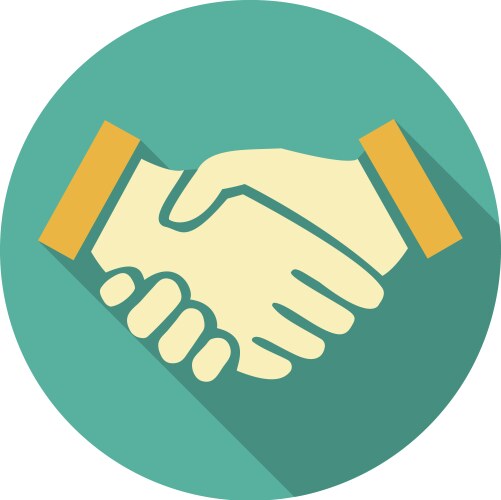 handshake icon in flat design business concept vector image