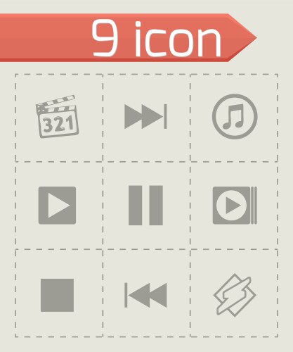 media player icons set vector