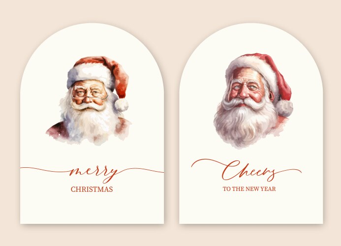 Retro Watercolor Santa Christmas Arch Vector Image