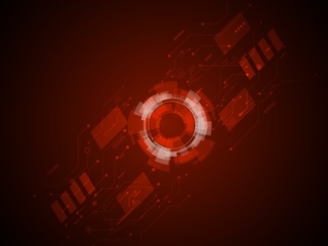 abstract technology circuits in red background vector