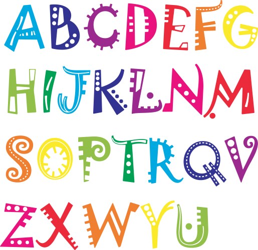 Cute funny kids alphabet font vector image