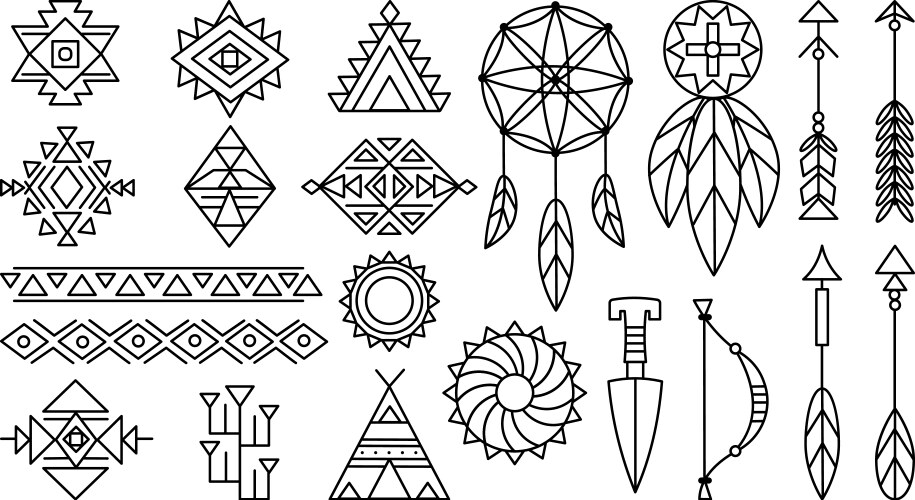 native american elements navajo indian graphic vector