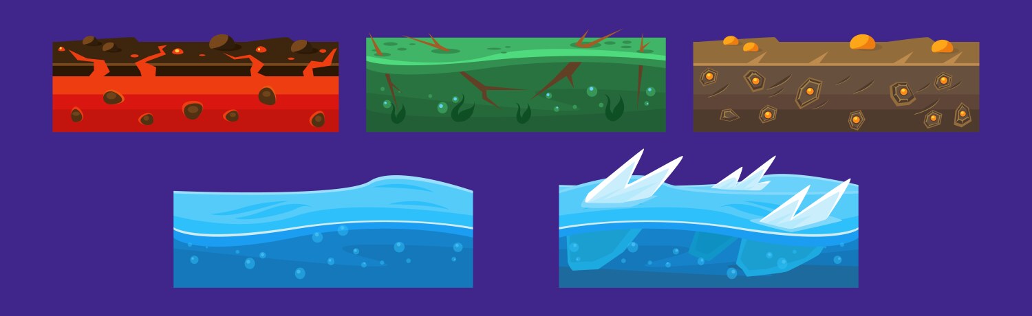 Different ground platformer level floor design set