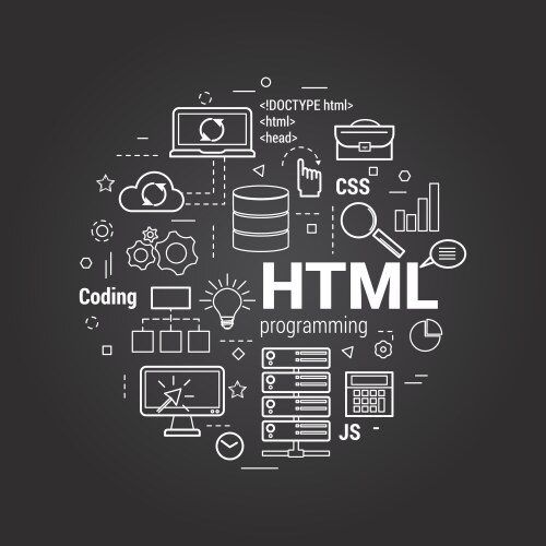 Html coding linear concept on black vector image