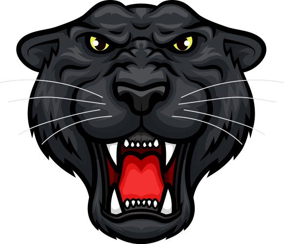Black Panther Roar Head Emblem Vector Image