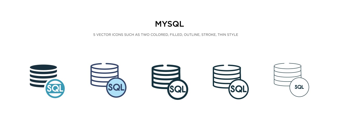 Mysql icon in different style two colored vector image