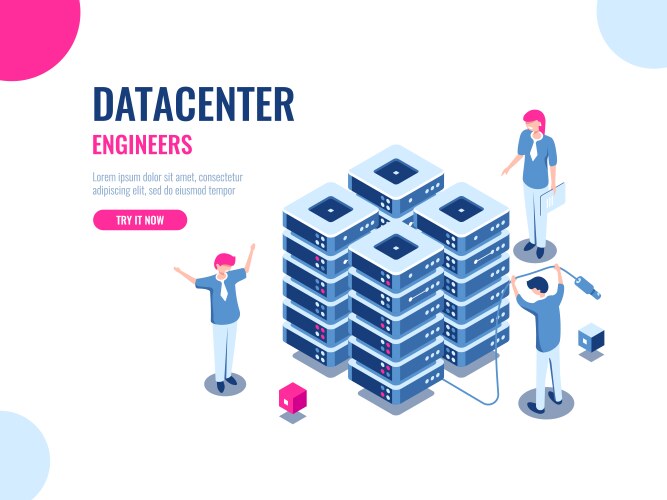 server room rack database and data center cloud vector image