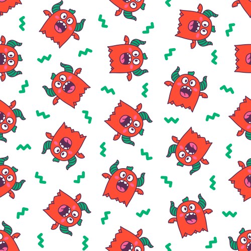 Cute kawaii monster seamless pattern Royalty Free Vector