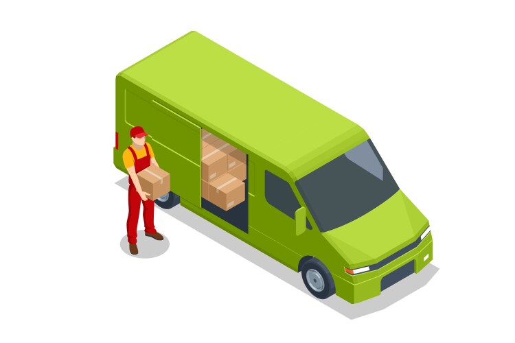 Garbage truck isometric 3d element Royalty Free Vector Image