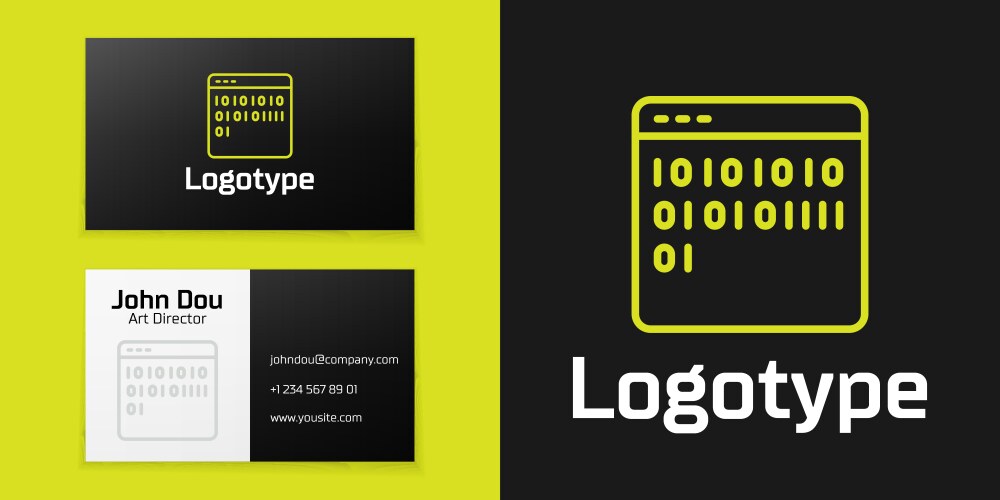 Logotype line binary code icon isolated on black vector image