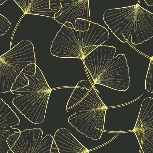 seamless pattern with golden ginkgo leaves vector image