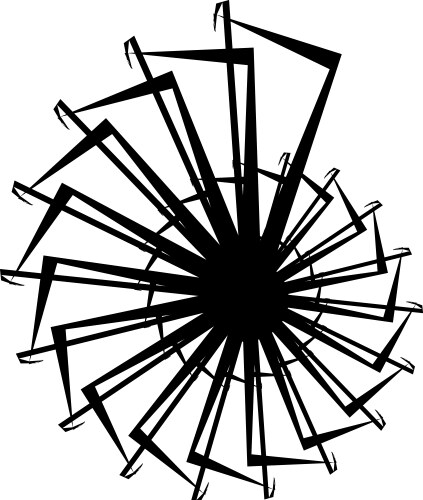 Geometric circular spiral abstract angular edgy vector image
