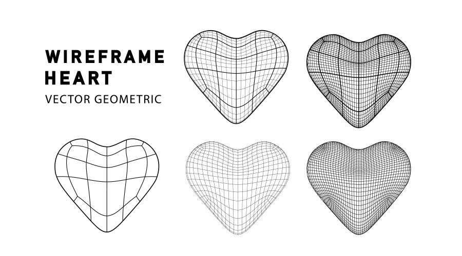 wireframe heart with different structure vector image