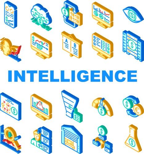 business intelligence technology icons set vector image